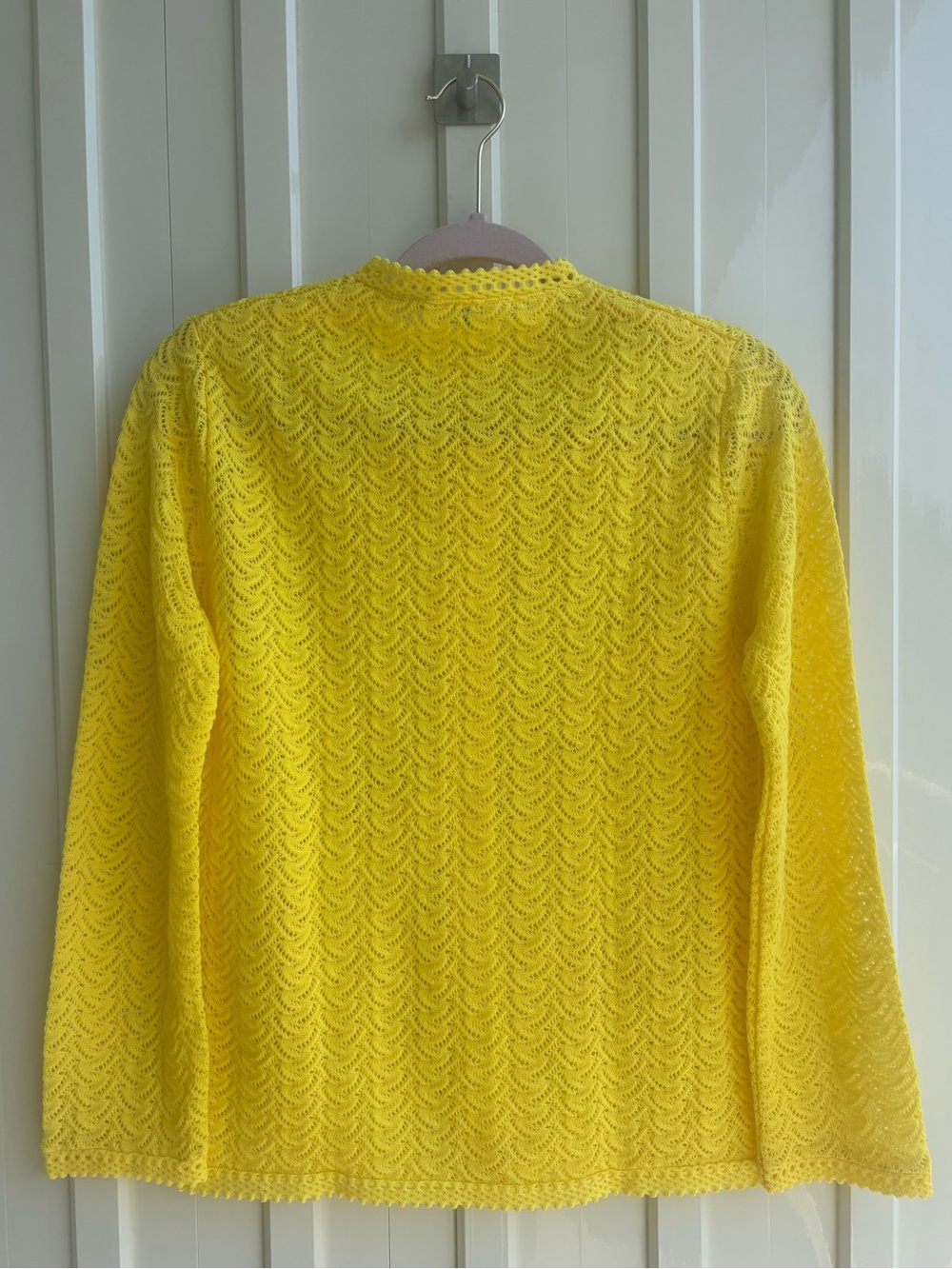 Yellow Lace-Texture Button Cardigan - Picture 3 of 8